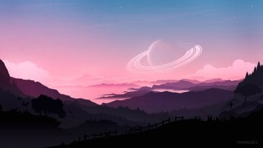 Digital Sunset landscape Wallpaper