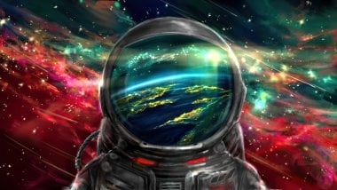 Astronauta con universo de fondo Fondo de pantalla