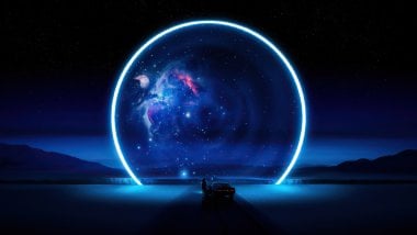 Highway with blue universe ring Wallpaper