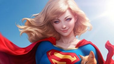 Supergirl with cat Fanart Wallpaper