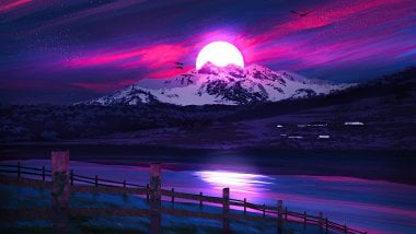 Digital Landscape at sunset Wallpaper