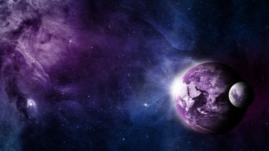 Earth and moon in space Wallpaper