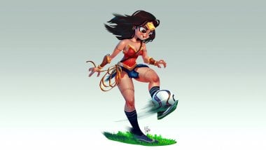 La mujer maravilla jugando futbol Fondo de pantalla