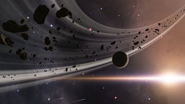 Asteroid ring in space Wallpaper