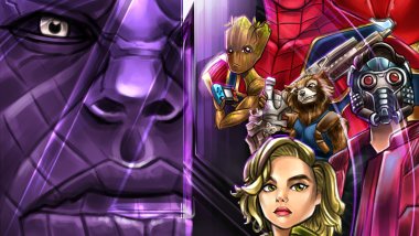 Artwork de personajes de Guardianes de la Galaxia en Avengers Fondo de pantalla