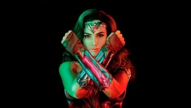 Wonder Woman with green and red lights Wallpaper