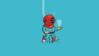 Diving suit Minimalist Illustration Wallpaper