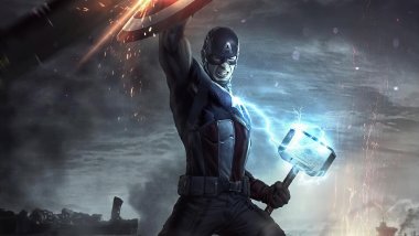 Captain America with Thor\'s hammer 2020 Wallpaper