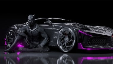 Black Panther Bugatti Chiron La voiture noire Fondo de pantalla
