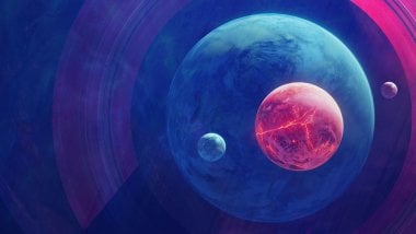 Planetas con lunas Arte Digital Fondo de pantalla