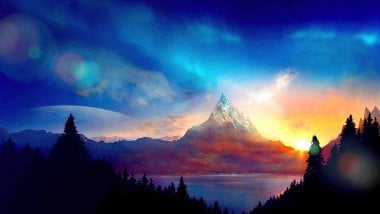 Colorful Mountain at sunset Wallpaper