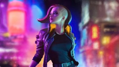 Chica en la ciudad Cyberpunk 2077 Fondo de pantalla
