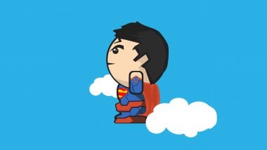 Superman in the clouds minimalist Wallpaper