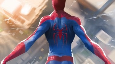 Spiderman jumping out of buildings Wallpaper