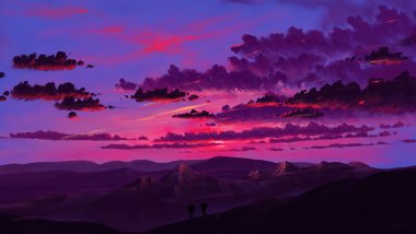 Pink sunset Digital Art Wallpaper