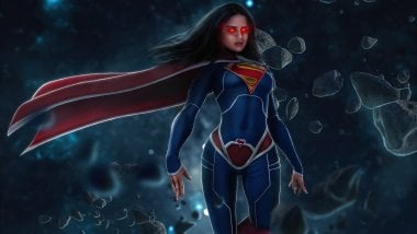 Sasha Calle con ojos brillando como Supergirl Fondo de pantalla