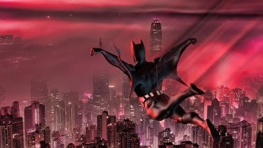 Batman Beyond jumping in city Wallpaper
