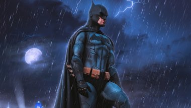 Batman on a rainy night Wallpaper