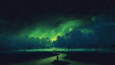 Man at moonlight Digital Art Wallpaper