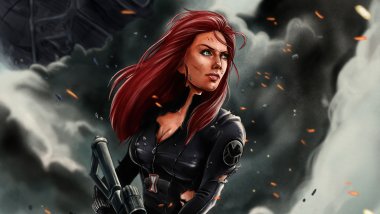 Black Widow Marvel Illustration Wallpaper