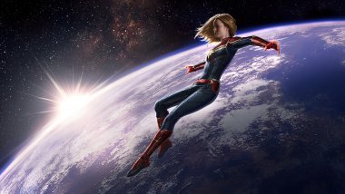 Captain Marvel outside earth Wallpaper
