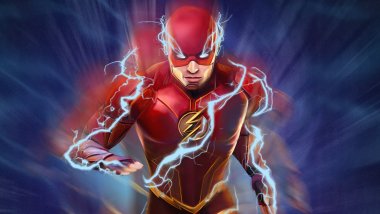 The Flash with blue lightning Wallpaper