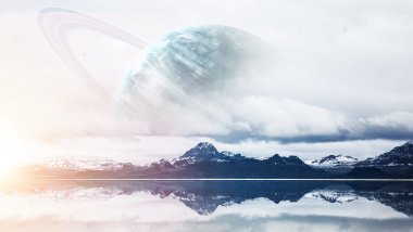 Mountains with haze background planet Wallpaper