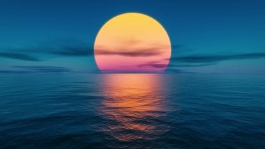 Puesta de sol en el océano Fantasía Fondo de pantalla