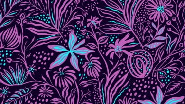 Pink and blue flowers art Wallpaper