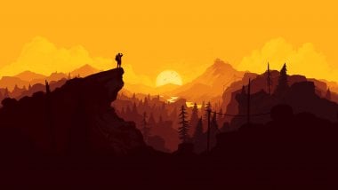 Illustration Sunset in the forest Wallpaper
