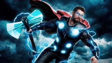 Thor iluminado por rayo Fondo de pantalla