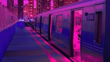 Tren en una ciudad Fondo de pantalla
