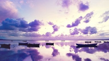 Purple sunset at sea Wallpaper