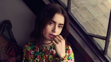 Lily Collins in room Wallpaper