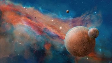 Planets in space with nebulas Wallpaper