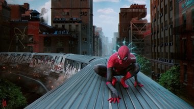 Spider Man sobre tren Fondo de pantalla