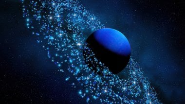 Neptuno con asteroides Fondo de pantalla