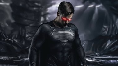 Superman in black suit and red eyes Wallpaper