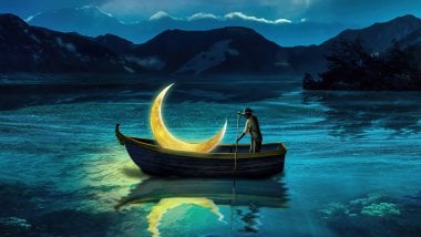 Fishing the moon Wallpaper