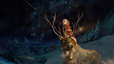 Girl with reindeer Wallpaper