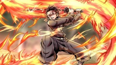 Tanjiro Flame Demon Slayer Fondo de pantalla
