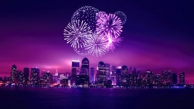New year\'s fireworks in Chicago Wallpaper