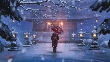 Anime Girl in winter Wallpaper