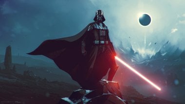 Darth Vader con sable de luz rojo Fondo de pantalla