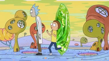Rick and Morty through portal Wallpaper