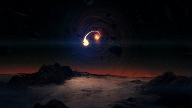Black hole and mountains Wallpaper