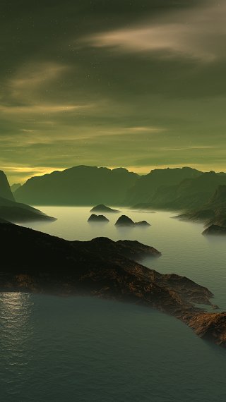 Lake Mountains Dusk 3D Art Wallpaper