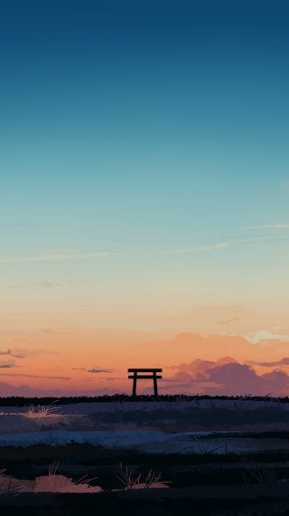 Landscape anime sunset digital art Wallpaper