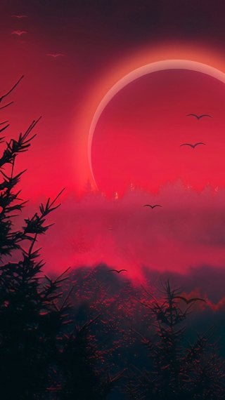Paisaje de Eclipse rosa Fondo de pantalla