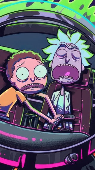 Rick y Morty en nave espacial Fondo de pantalla